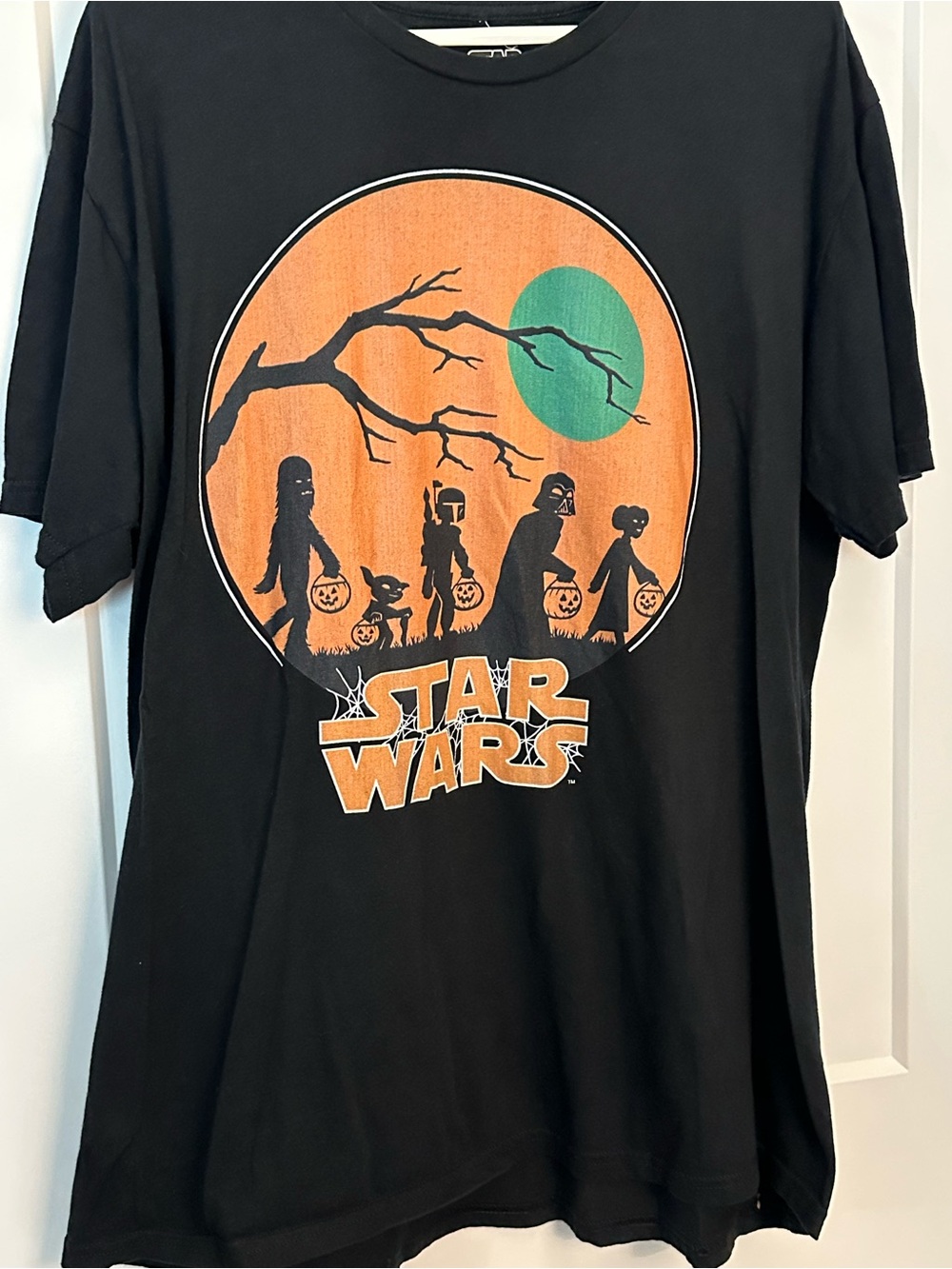 Star Wars Black Tee with Orange Moon and Teal Accent